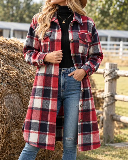 Madeline | Timeless Long Plaid Shacket