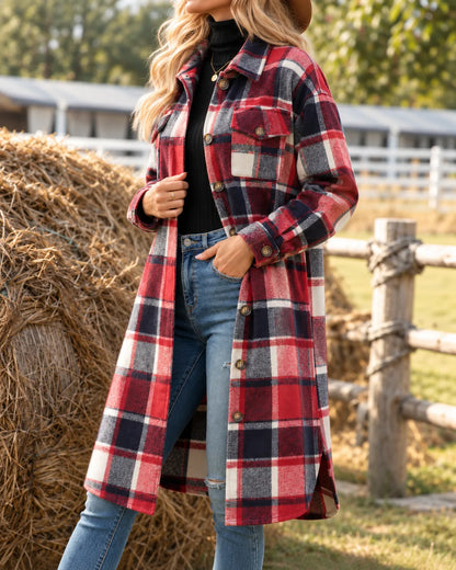 Madeline | Timeless Long Plaid Shacket