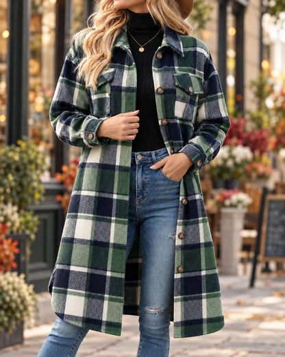 Madeline | Timeless Long Plaid Shacket