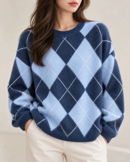 Elodie™ | Wool, Cashmere & Silk Argyle Sweater