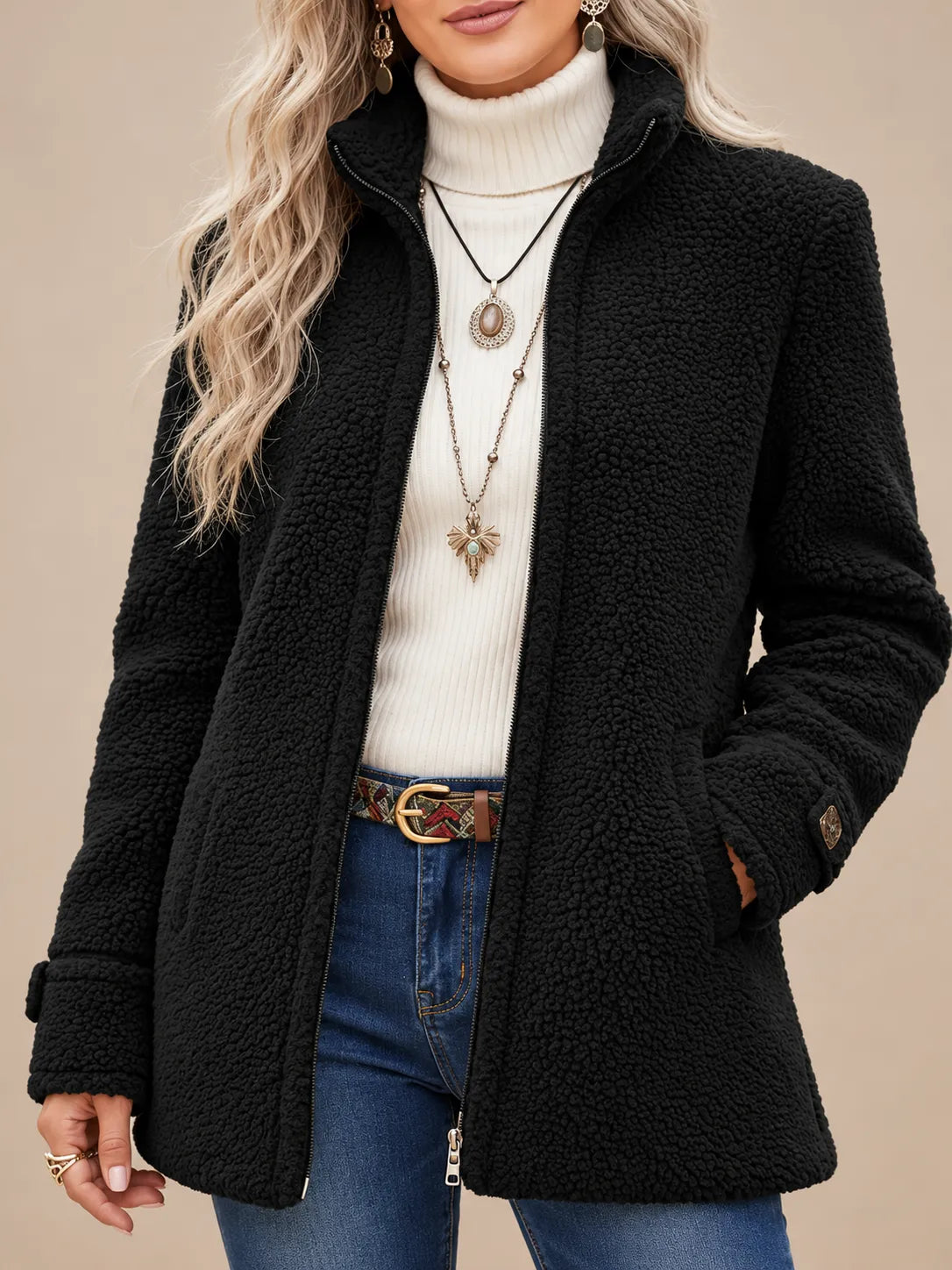 Evelyn | Cozy Teddy Fleece Zip-Up Jacket