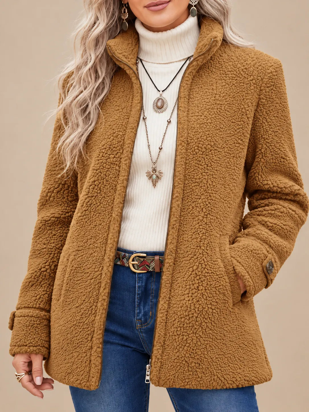 Evelyn | Cozy Teddy Fleece Zip-Up Jacket