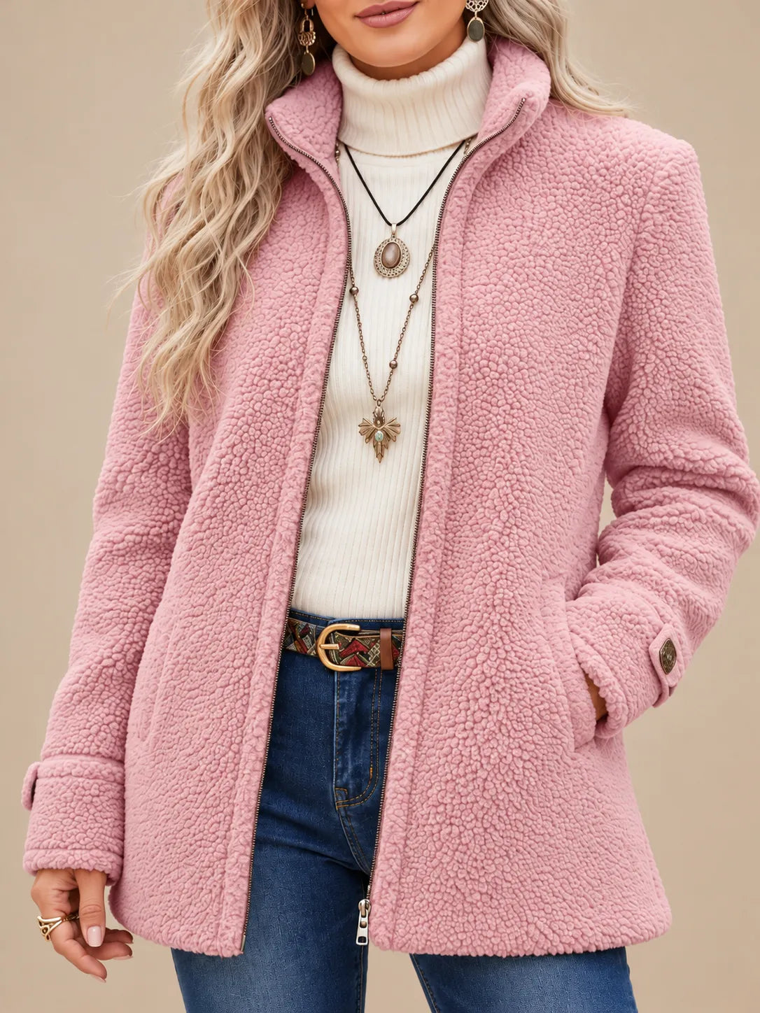 Evelyn | Cozy Teddy Fleece Zip-Up Jacket