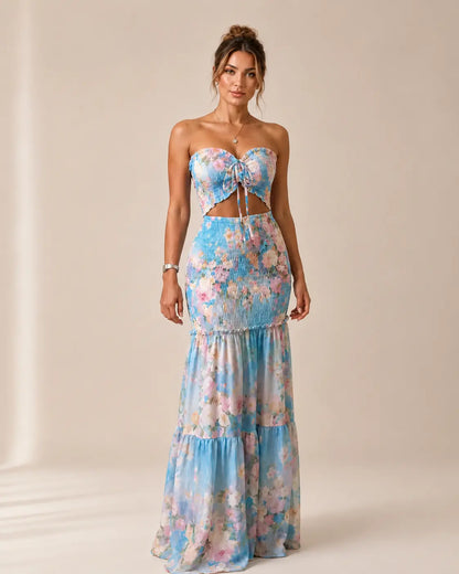 Alessia | Tropical Tie-Front Maxi Set