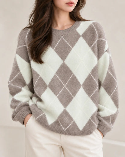 Elodie™ | Wool, Cashmere & Silk Argyle Sweater