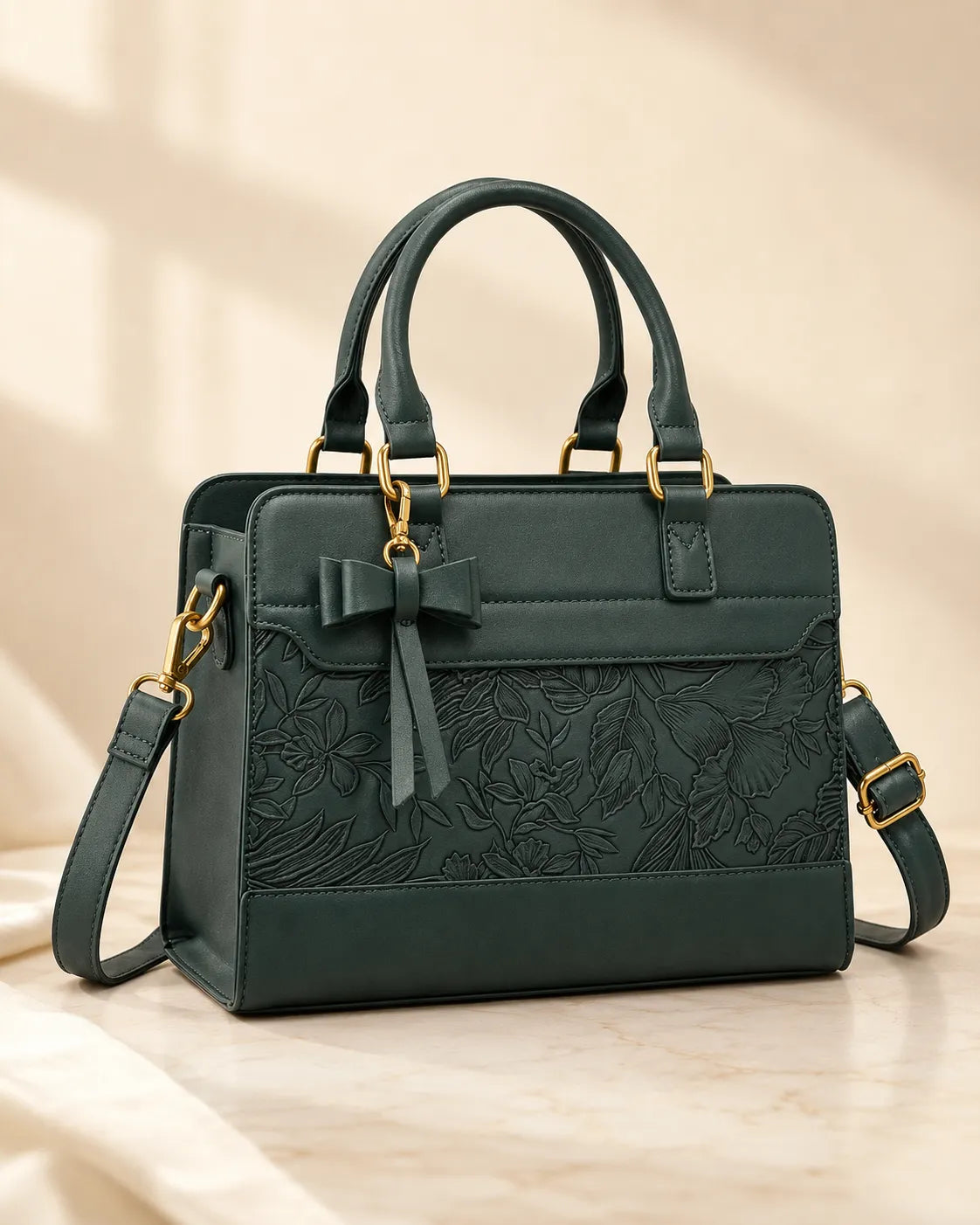 Valeria | Bow Accent Satchel Handbag