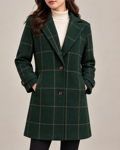 Vivienne | Elegant Windowpane Plaid Coat