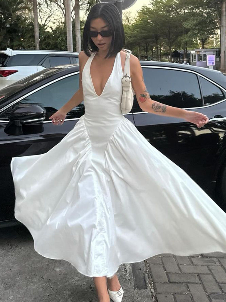 Celeste | Halter Neck Elegant Midi Dress