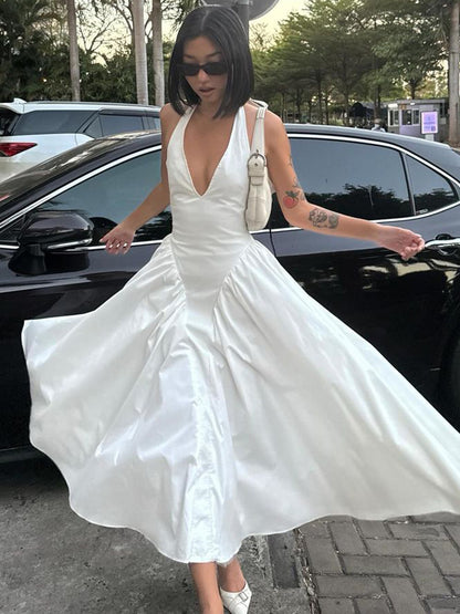 Celeste | Halter Neck Elegant Midi Dress