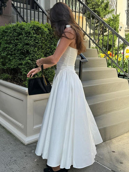 Celeste | Halter Neck Elegant Midi Dress