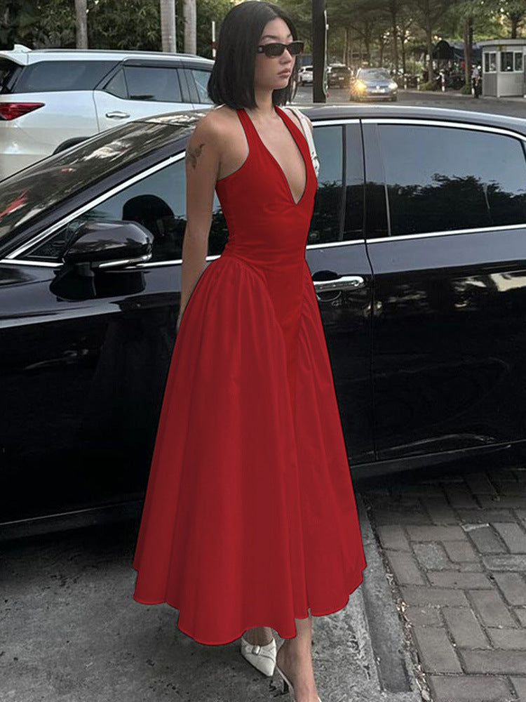 Celeste | Halter Neck Elegant Midi Dress