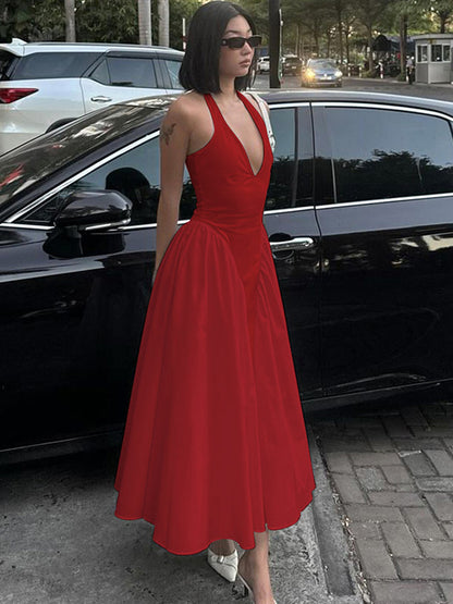 Celeste | Halter Neck Elegant Midi Dress