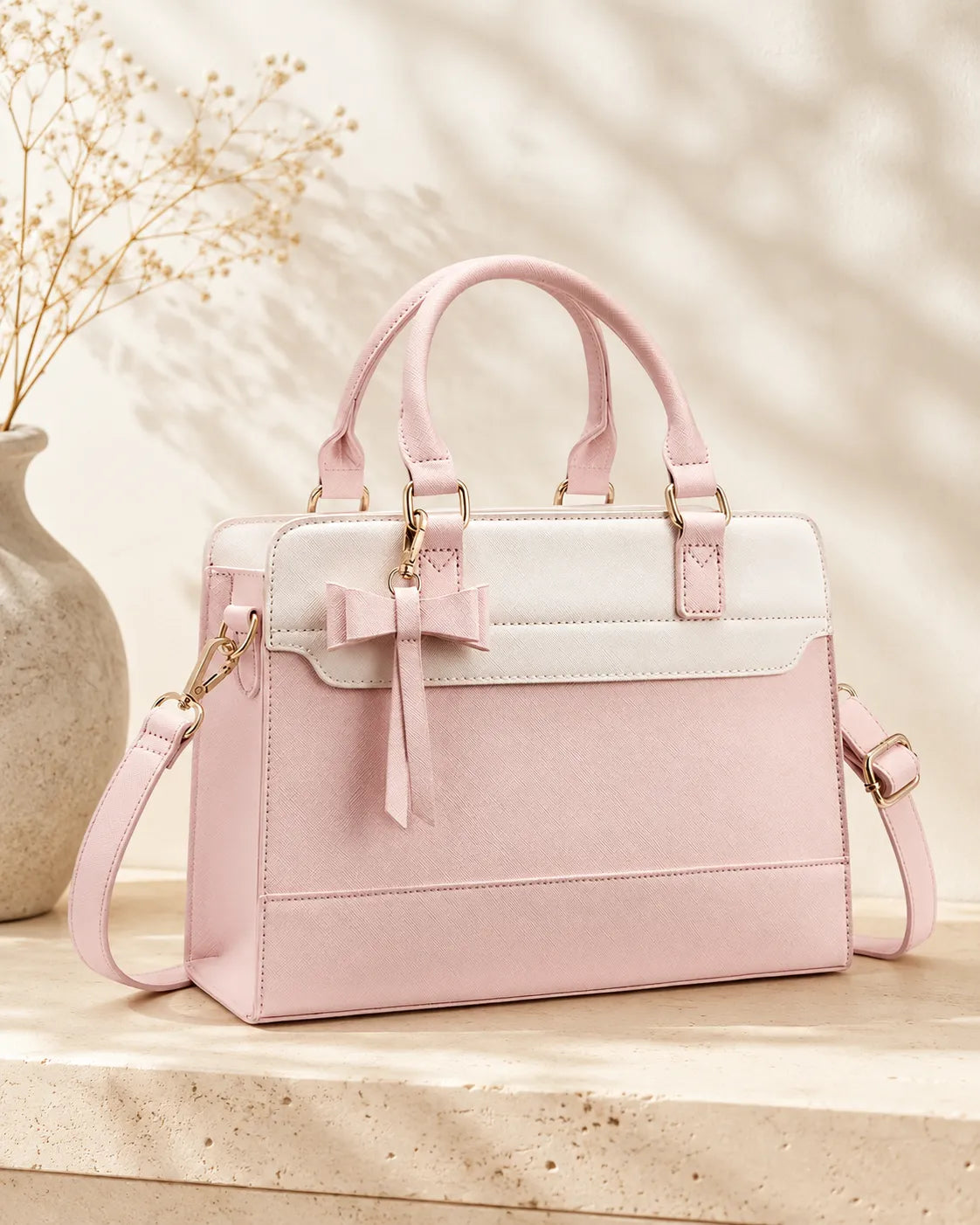 Valeria | Bow Accent Satchel Handbag