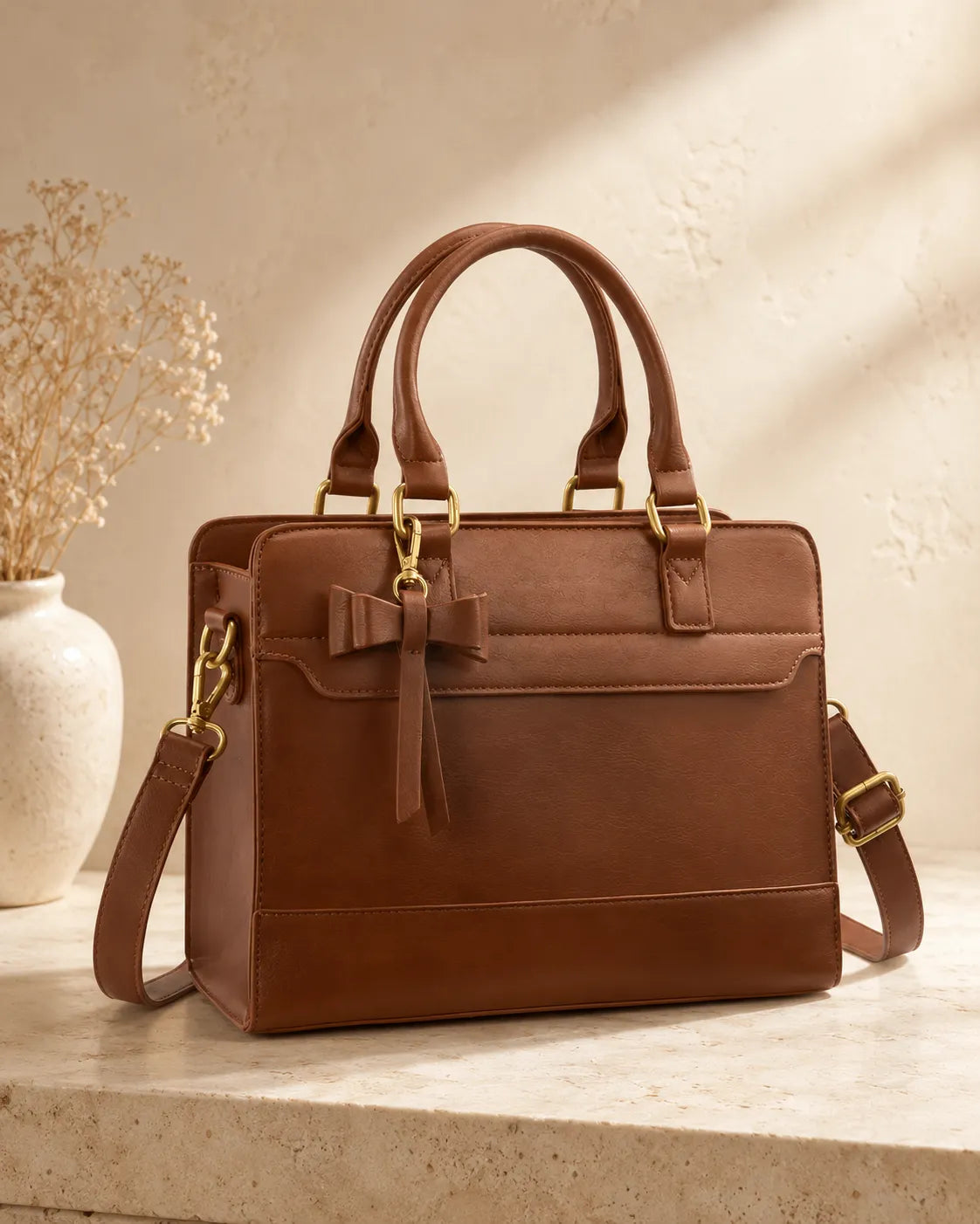 Valeria | Bow Accent Satchel Handbag