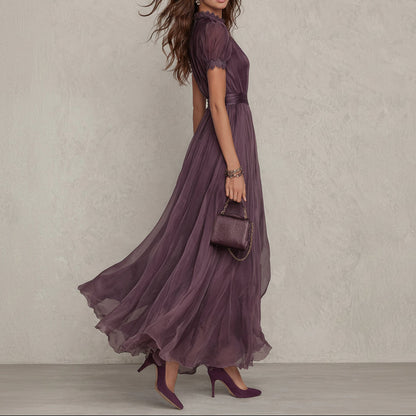Alice | Long Purple Dress Keyhole Neckline