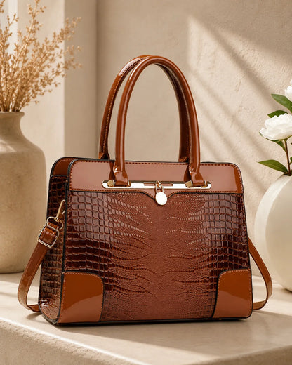 Lucia | Croc-Embossed Satchel Handbag