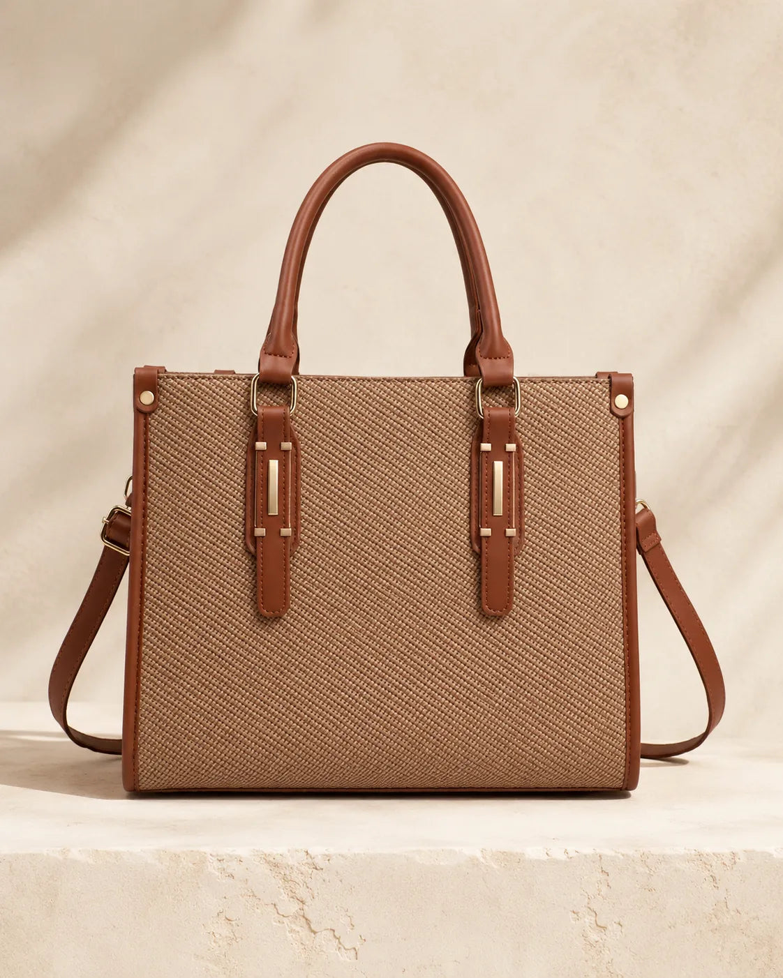 Amara | Woven-Texture Satchel Handbag