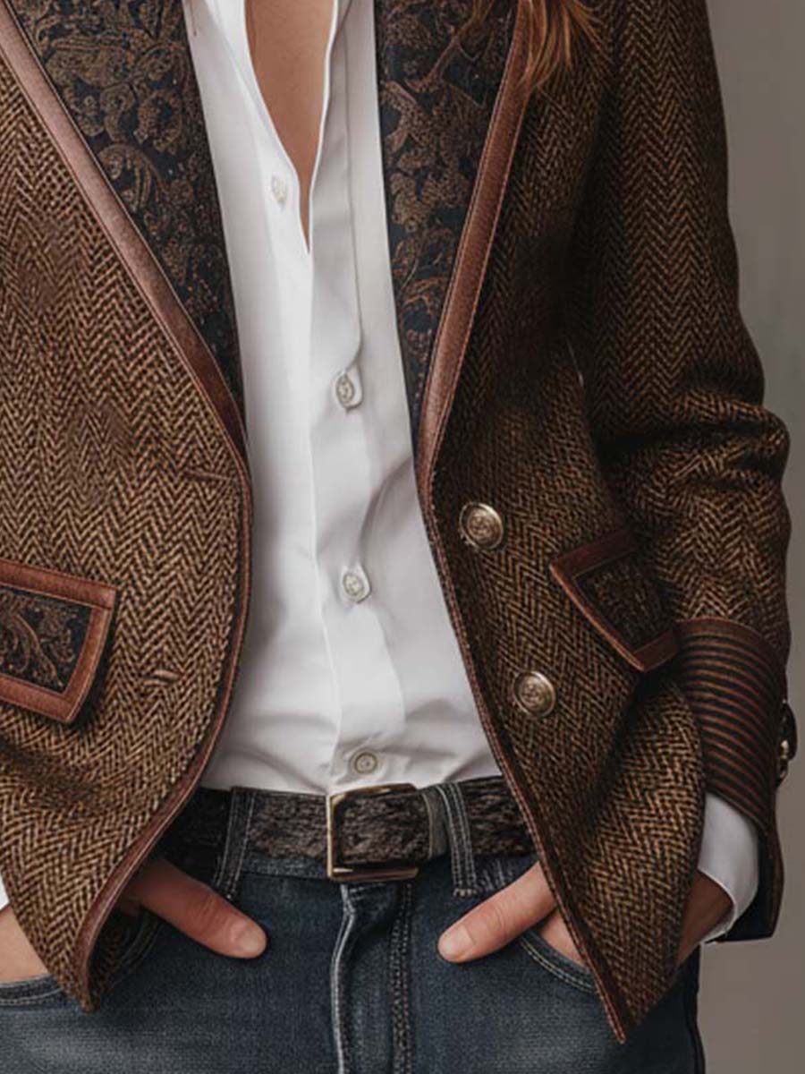 Rosaline | Herringbone Panel Blazer