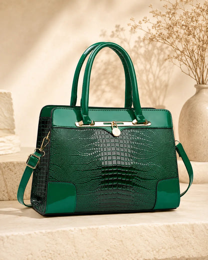 Lucia | Croc-Embossed Satchel Handbag