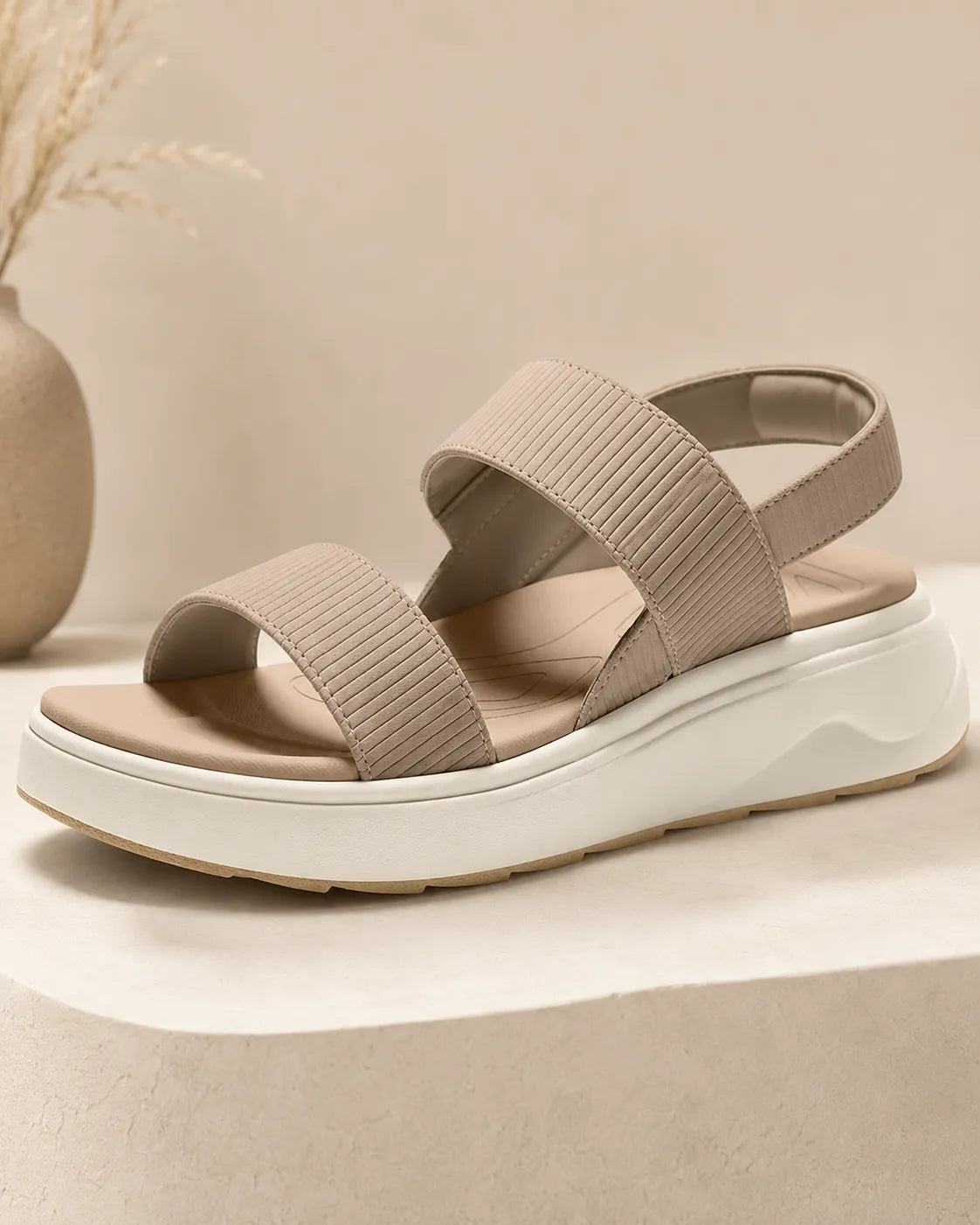 Elena | Ribbed Strap Platform Sandals